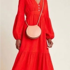 Women’s Anthropologie Amadi Red Alisha Tiered V Neck Maxi Dress. Size M